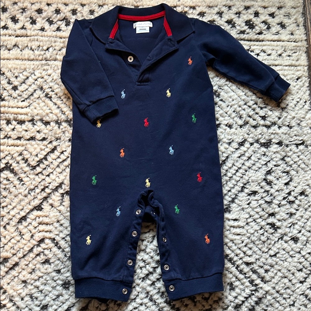 Navy Blue Kids One Piece with Multicolor Embroidery
